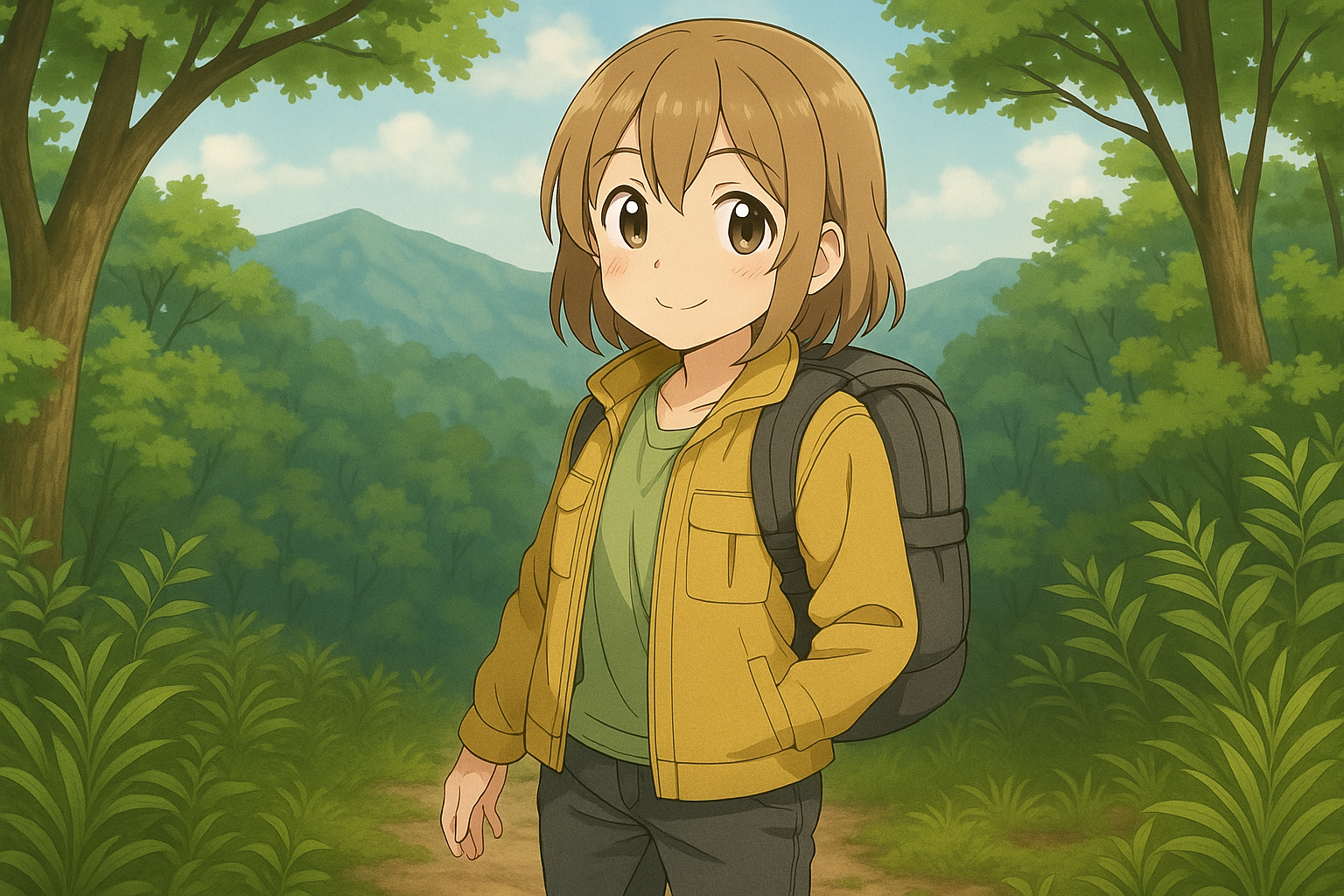秋冬登山の女性登山者