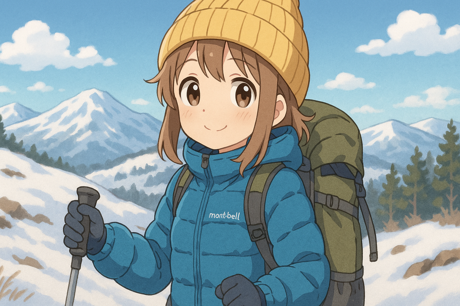 登山中の少年と少女