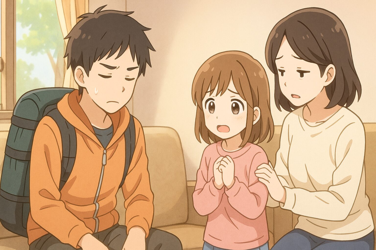 子供と筑波山を登る家族