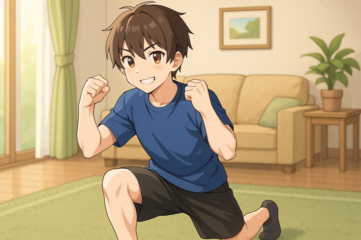 登山中の少年と少女