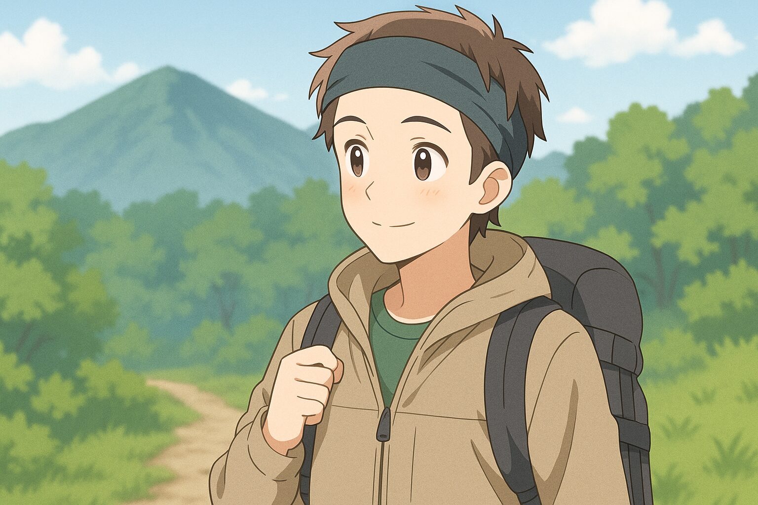 登山中の男性のユニクロコーデ