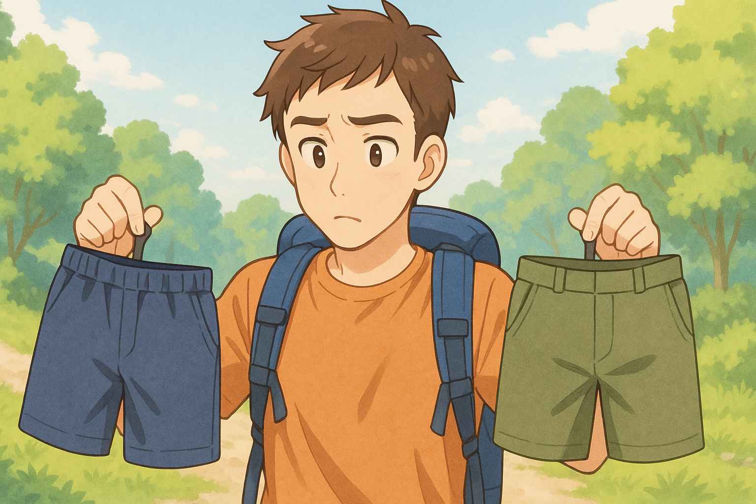 ユニクロのハーフパンツを着た男性