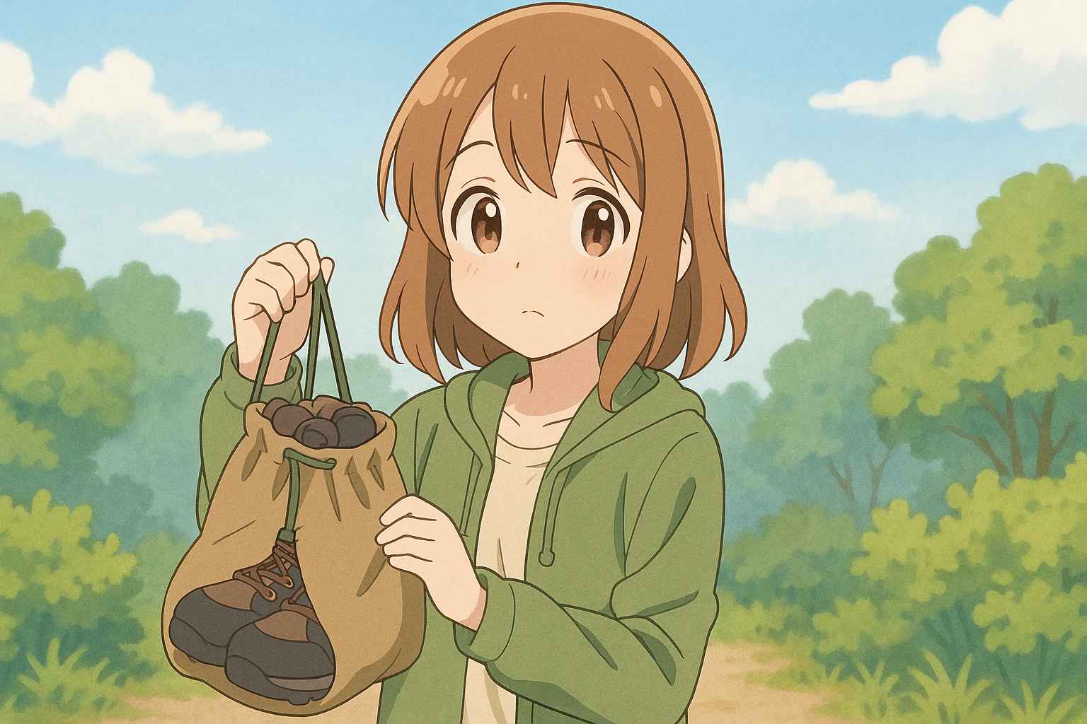 登山中の少年と少女