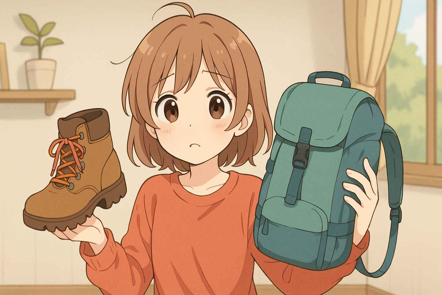 登山靴を選ぶ女性