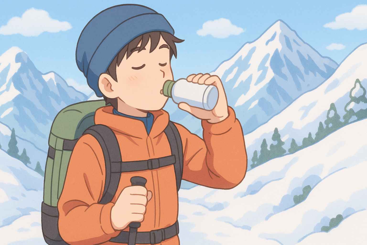 登山で食べる酸素を使用する様子